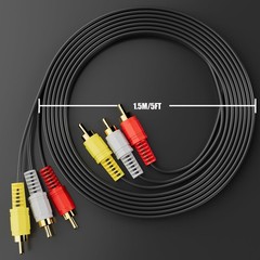 RCA Cables, 3RCA Cable Audio Video 24K Gold Plated Connecting Audio Video Com…