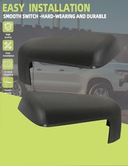 Top Half Mirror Cover Textured Black Compatible with Chevy Textured Black -Pair