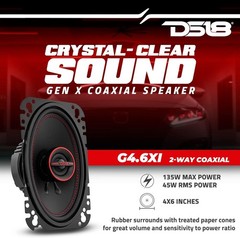 DS18 2x 6.5″ Loudspeaker, + 2x 4×6″ Coaxial Speakers with Tweeters + Amplifier
