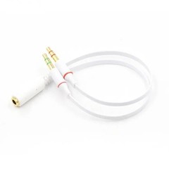 Headset Splitter 3.5mm Jack Dual Male Adapter Mic and Audio Headphone Gold