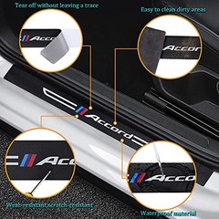 4PCS Carbon Fiber & Textured Leather Car Door Sill Protectors, Compatible with