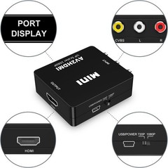HDMI to RCA, HDMI to AV Converter 1080P 3RCA Cvbs Composite Video Audio Convert
