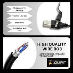 ZIMRIT 3.5mm Aux to USB Adapter Cable – 3ft 2.0 Male 3, Black