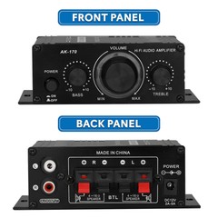 HiFi Amplifier Mini 400W Aluminum Audio Stereo Power Amplifier Preamp DC 12V Car