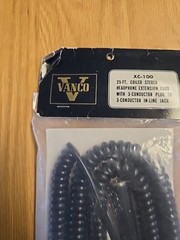 vintage VANCO XC-100 Coiled 25ft STEREO HEADPHONE EXTENSION CORD – NEW OLD STOCK