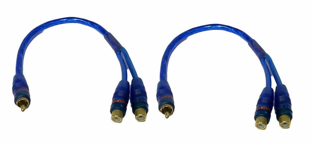 2x 12″ Premium RCA Audio “Y” Cable Adapter HQ Splitter 1 Female to 2 Male Jacks