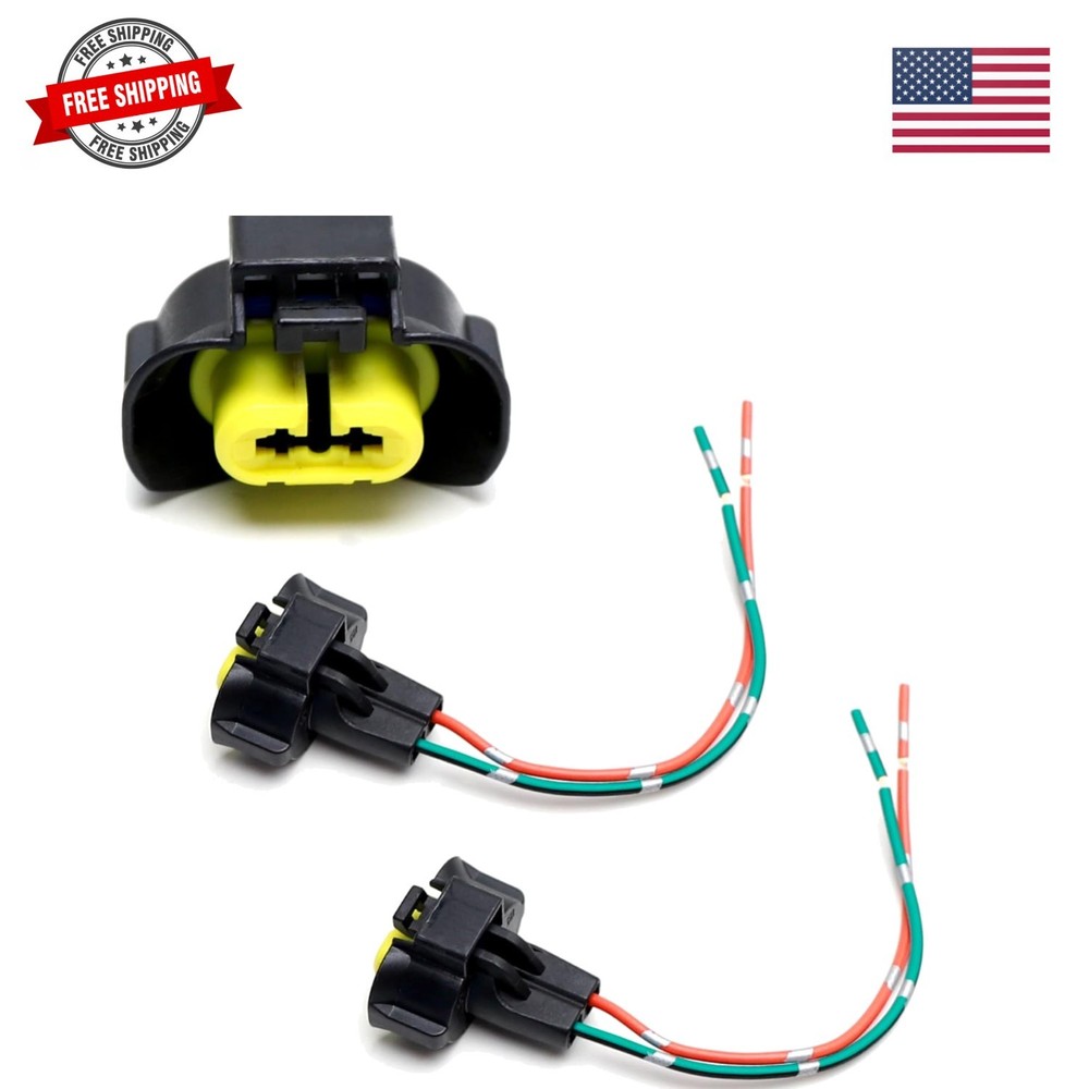 Pair OE-Spec 2-Pin H11/H8 Female End, Fog Light Connector Plugs with Lead Pig…