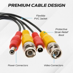 Security Camera Cable BNC Extension Power Cord CCTV Surveillance DVR Wire – lot