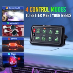 RGB 8 Gang Switch Panel, Circuit Control Relay System Box for Truck Offroad Boat