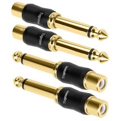Togconn RCA to 1/4 Inch Adapter 4 4 Pack, (Female) 6.35mm TS (Male)