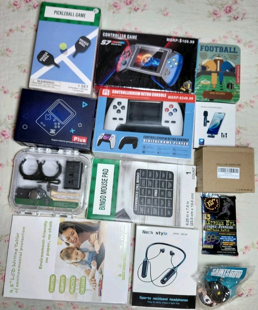 Handheld Game Console Lot Retro Electronic Games Accessories Bundle See Photo