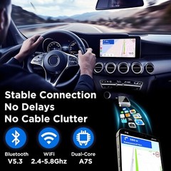 Wireless CarPlay BY967D Plug and Play No Latency Wired to Wireless 2.4 & 5.8GHZ