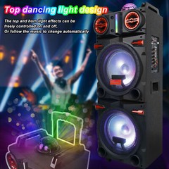 Dual 10″ Subwoofer Bluetooth Speaker 9000W Rechargable Party w/LED FM Karaok DJ