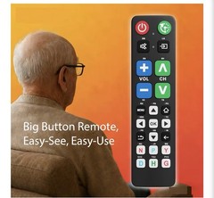 Big Button Universal TV Remote Simple Easy to Use, Works With Major TV Brands