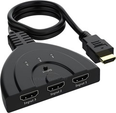 4K HDMI Switch 3 Port, HDMI Splitter Switcher Hub, 4K, Plug and Play,
