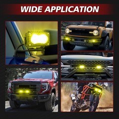 2x 3″ LED Pods Light Bar Amber Yellow Fog Lamp Offroad Driving Pod Truck ATV UTV