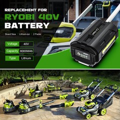1/2X 40V 40Volt 8.0Ah Battery High Capacity Lithium ion For OP4050 For Ryobi