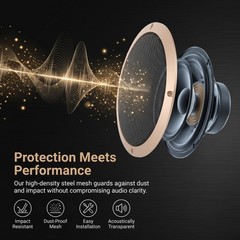 2Pcs Metal ABS Speaker Grill Covers for Car Audio with Golden Round Mesh