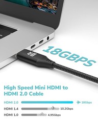 USB C to Mini HDMI Cable 6FT, High Speed 4K Cord Black