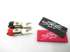 Pair of Sky High Car Audio 8ga Spade Amp Inputs w/ Heat shrink