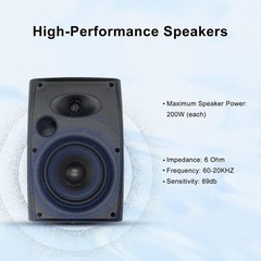 Herdio 4 Pack 6.5″ Outdoor Bluetooth Speakers 800W Total Waterproof Wall Patio