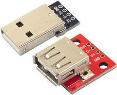 10pcs USB 2.0 Type A Male and Female Breakout Board 4 pins 2.54mm Output (5pcs M