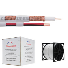 250ft/500/1000FT RG59 Siamese Cable 18/2 20AWG CCTV Connector Pigtail White Kit