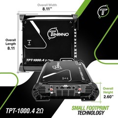 Timpano TPT-1000.4 Compact 4 Channel Car Audio 8.11” x x 2.60”