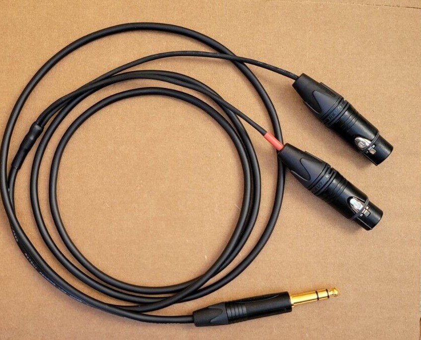 1’FT-25FT Mogami cable Aux Audio Neutrik 1/4 Stereo to 2-XLR-F L-R Jack Breakout