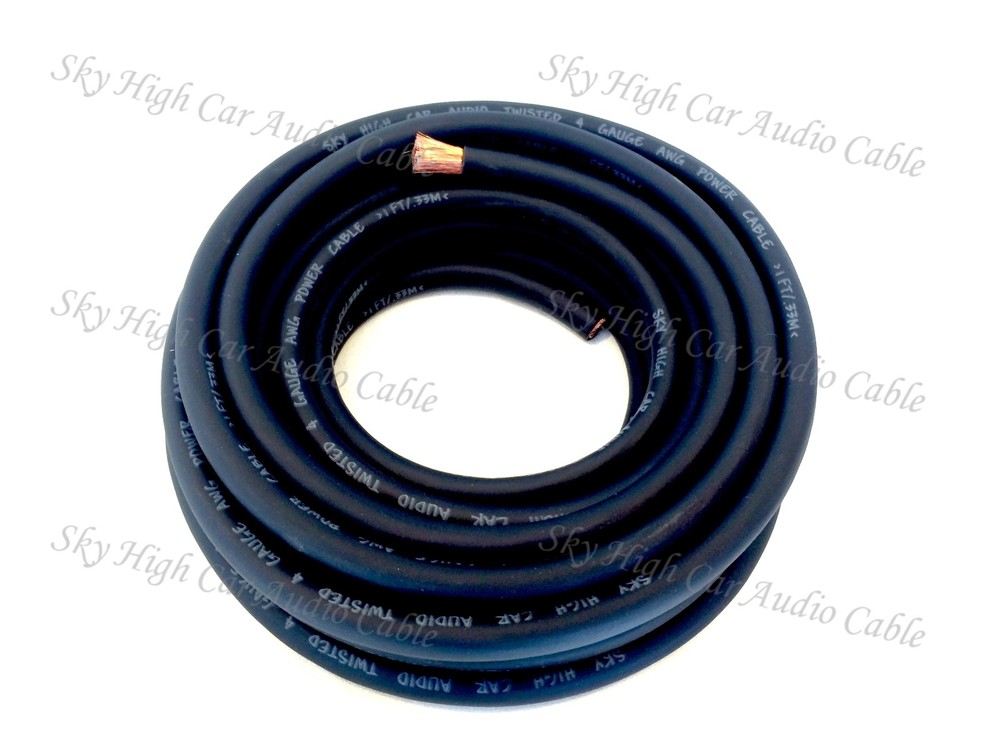 25 ft 4 Gauge AWG BLACK Power Ground Wire Sky High Car Audio GA ft
