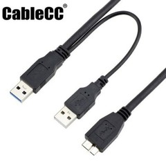 Cablecc Dual USB 3.0 to Micro USB Y Splitter cable for Mobile Hard Disk Drive
