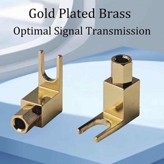 4PCS Banana Plug to Spade Adapter, Hi-Fi Brass Gold Plated Connector with Dual