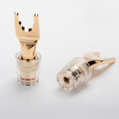 Y Spade to Banana Female Adapter Gold Plated 4mm Speaker Cable Connector