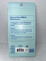 Onn. Mini and Micro HDMI to HDMI Adapter Black