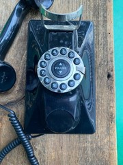 TeleMatrix Black Push Button Retro Wall Phone 290091