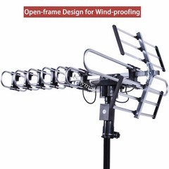 HDTV 4K Outdoor Antenna Amplified 360° Rotation HD TV UHF VHF FM 200 Miles