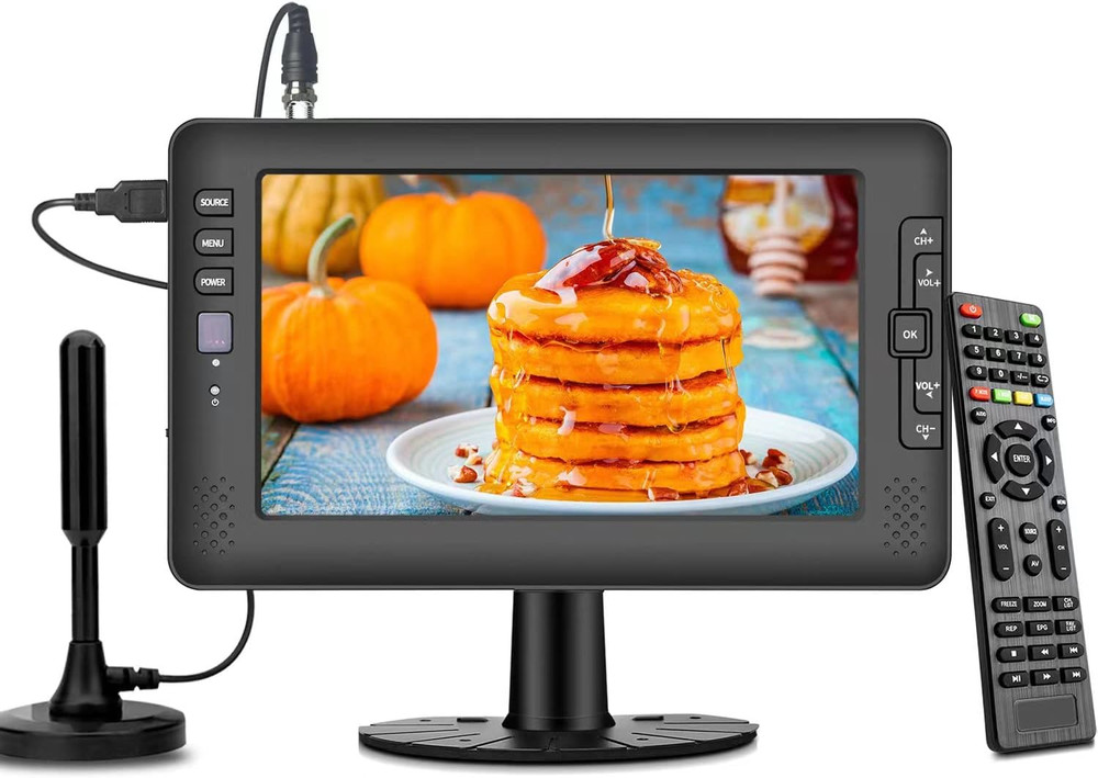9″ IPS Screen Portable TV with Digital ATSC Tuner, USB Port, AV Input, Built-In