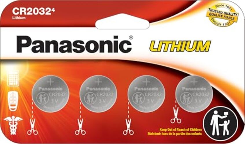 Panasonic CR2032 3.0 Volt Long Lasting Lithium Coin Cell 4 Count (Pack of 1)