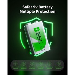 600mAh 9V 6F22 Li-Ion Rechargeable Batteries/ 2 Slots 9 Volt Battery Charger Lot