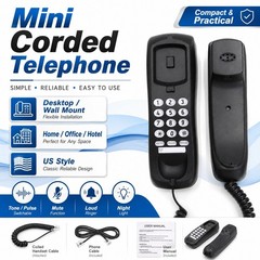 Black Corded Home Office Landline Telephone Desk Wall Mountable Phone Wired