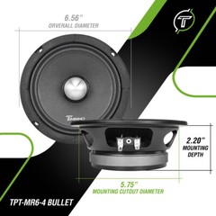 Timpano TPT-MR6-4 BULLET 6.5″ Midrange Car Speaker Loudspeaker 500 Watts 4 Ohm