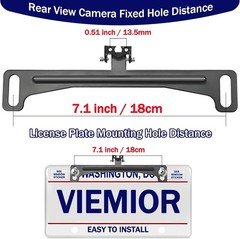 Universal Car Rear View Camera License Plate Bracket, Premium Backup Black
