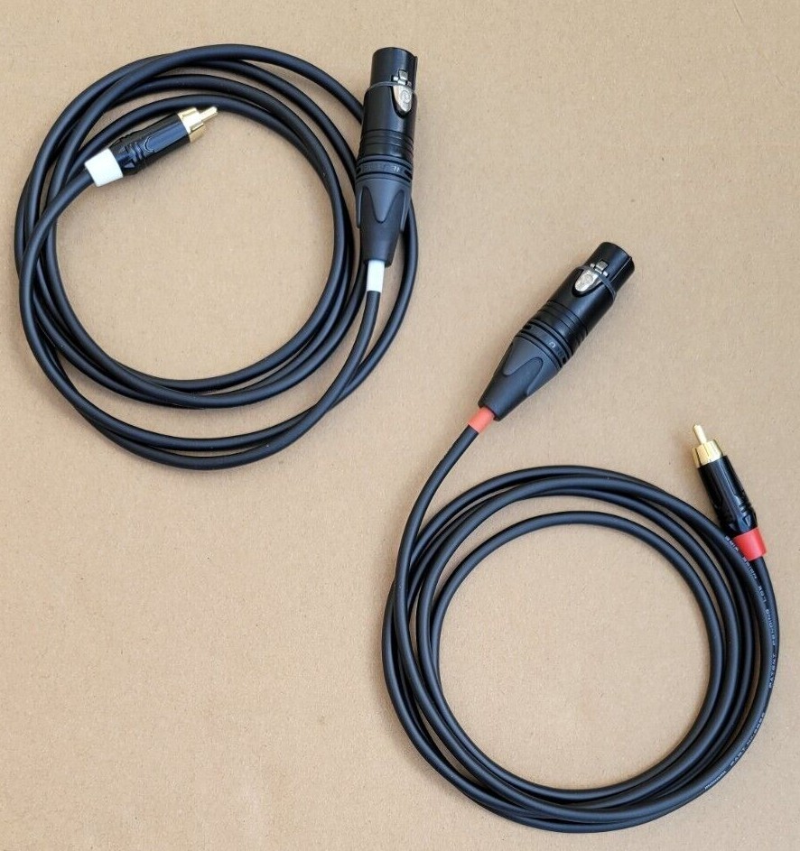 Pair Mogami 2552 Neutrik XLR Gold to RCA Audio Mic Microphone 2-Cables 1-20’FT