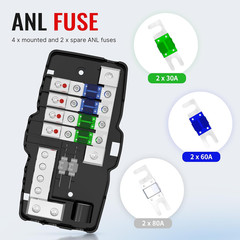 4-Way Fused Power Distribution Block Car Audio 12V 0/4 Gauge with Ground for Aut