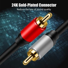 2RCA to 2RCA Cable 3Ft Gold-Plated 2 RCA Male to 2 RCA Male Stereo Audio Cabl…