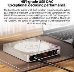 FiiO DM15 Portable CD Player, 24Bit R2R USB/DAC, 1150mWx2 BT aptX (Silver)