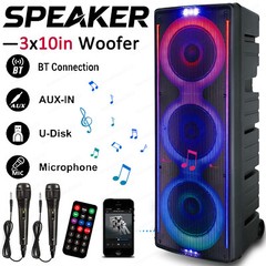 Triple10in Woofer Bluetooth Speaker Heavy Bass Sound Party System w/ Mic Remote
