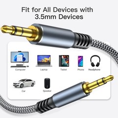 Aux Cord 10ft, 3.5mm Audio Cable – Nylon Braided 3.5mm Male to Male AUX Cable…