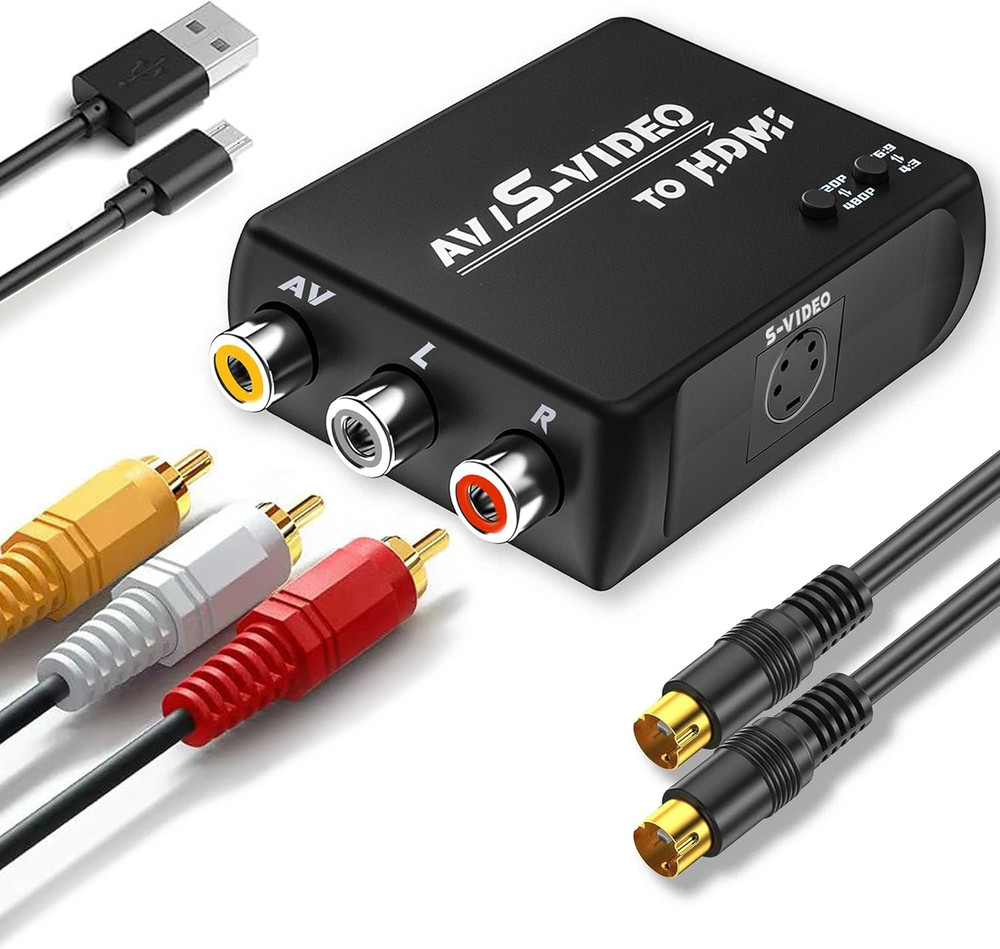 S Video to HDMI Converter, AV RCA to HDMI Converter, Includes RCA Cable + S Vide