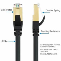 CAT 8 Ethernet RJ45 Cable High Speed 40Gbps LAN Patch Network Gold Plated 6-50ft